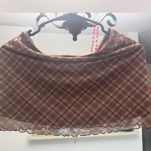 Divided Brown Plaid Mini Skirt